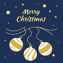 merry christmas greeting with hanging ornaments