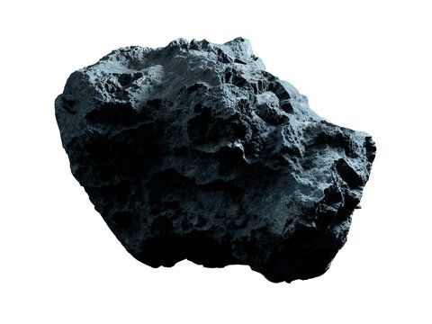 Asteroid isolated on transparent background. Cut out Meteorite 3D rendering