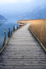 Fototapeta premium Nature and views of Lake Cavazzo in winter. Friuli.