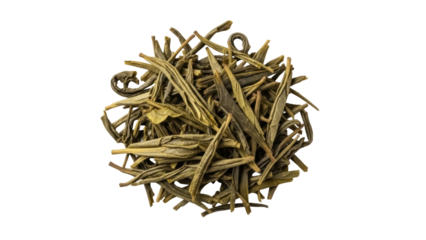 Isolated dried yellow tea leaves, a fragrant and flavorful herbal infusion for relaxation