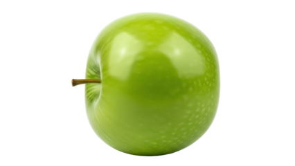 Isolated Granny Smith apple, fresh fruit with stem, healthy eating and crisp texture, raw food