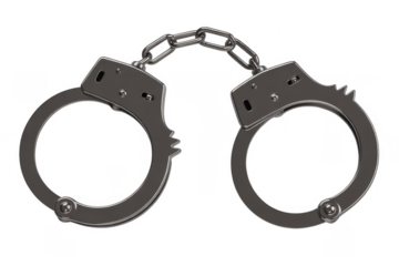 Metal handcuffs law enforcement isolated on a transparent background