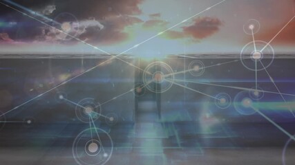 Animation of network of connections over labyrinth - Powered by Adobe