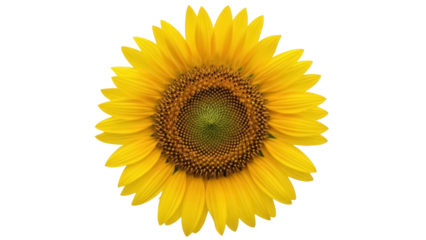 Isolated bright sunflower with yellow petals and detailed center on a clean backdrop