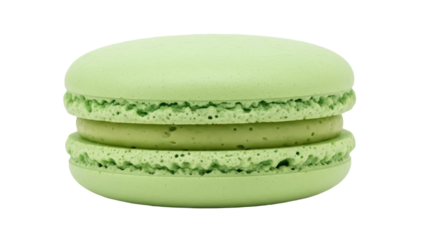 Isolated pastel green macaron dessert, sweet confectionery snack for afternoon tea, delicate flavor