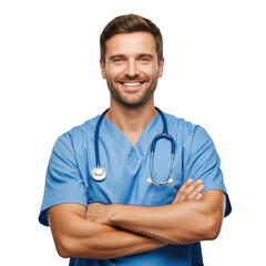 Confident medical professional smiling isolated on transparent background