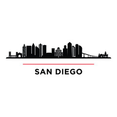 Obraz premium San Diego city skyline with iconic buildings and bridge