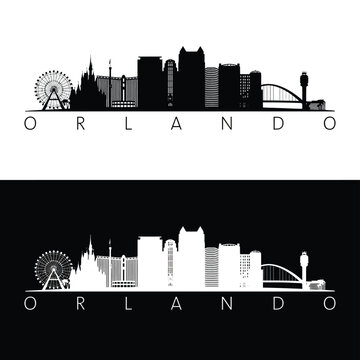 Orlando city skyline with ferris wheel and buildings