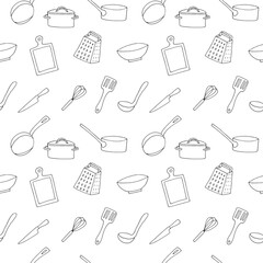 Seamless Hand Drawn Kitchen Utensils Pattern