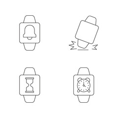 Smartwatch time safety icons set
