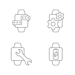 Smartwatch tools maintenance icons set