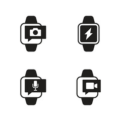Smartwatch feature icons solid collection