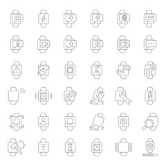 Smartwatch outline icons mega pack