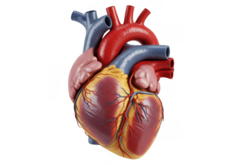 Human heart anatomy model isolated on a transparent background