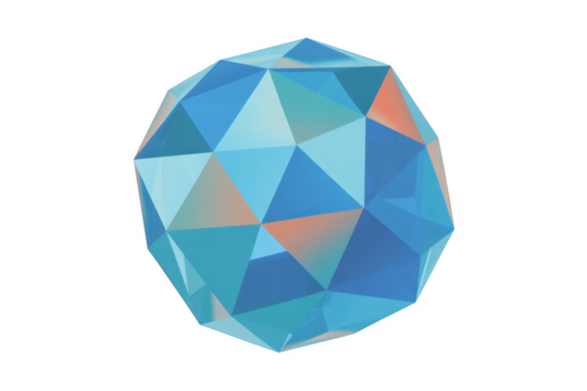 Blue geometric gemstone blue gemstone abstract polygon isolated on a transparent background - Powered by Adobe