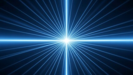 Radiant blue beams converging at a central point