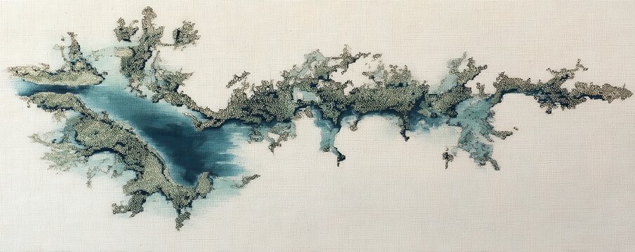 Abstract Aerial View of Turquoise Water and Green Riverbanks