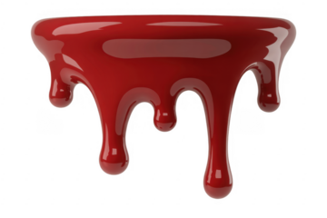 Red liquid dripping down flowing abstract isolated isolated on a transparent background