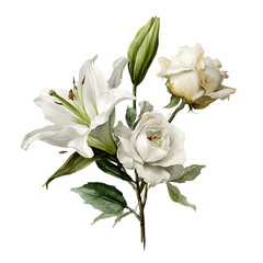 Obraz premium Watercolor artistic image of flower decoration, florist, luxury, use for a vector decoration element at the bottom of a page, simple, 