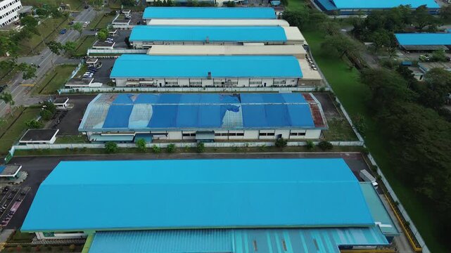 Dynamic Drone Perspective Over a Vast Industrial Area Showcasing Contemporary Production