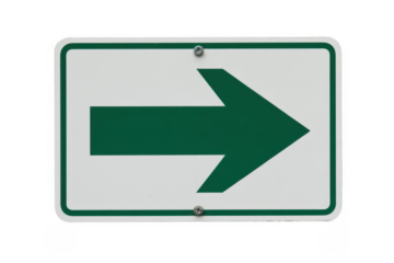 Green arrow sign directional indicator isolated on a transparent background