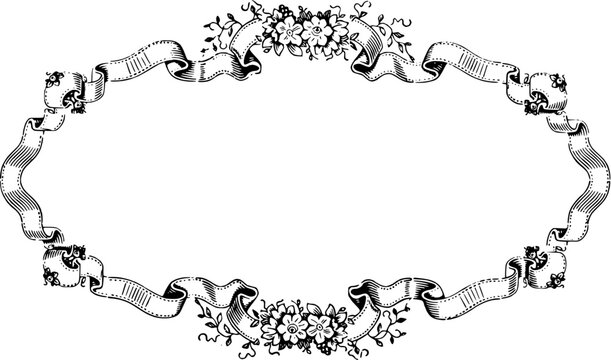Decorative Floral Border with Ribbons