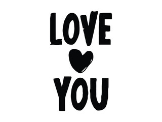 Cute Valentine Lettering with Red Hearts