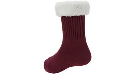 Christmas stocking with white cuff holiday festive isolated on a transparent background