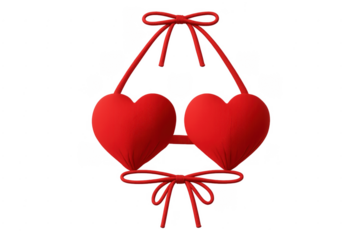 Red heart shaped bikini top with bow
