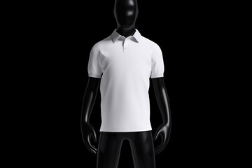 realistic polo shirt on mannequin for mockup with black background