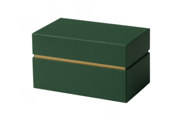 Green gift box with gold interior green box rectangular box isolated on a transparent background