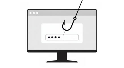 Computer Screen with Fishing Hook and Password Field isolated on a transparent background
