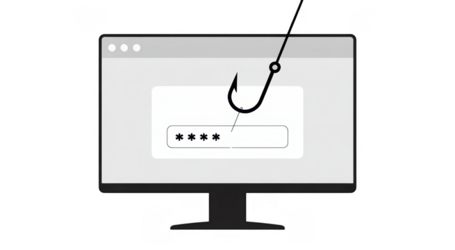 Computer Screen with Fishing Hook and Password Field isolated on a transparent background - Powered by Adobe