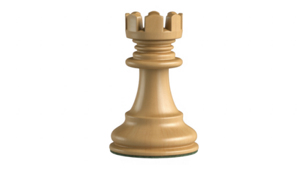 White chess rook piece game isolated on a transparent background