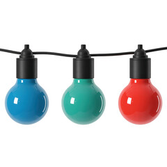 Obraz premium String of colorful light bulbs string lights blue green isolated on a transparent background