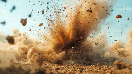 Powerful Dust and Debris Explosion debris explosion dust explosion dirt explosion rock explosion dry