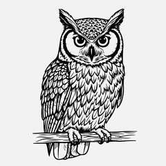 Obraz premium Detailed Owl Side View Vintage Engraving Vector A
