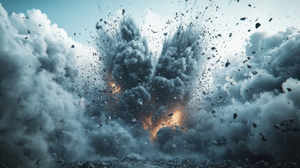 Massive Explosion with Dust and Debris explosion dust debris massive blast smoke destruction impact
