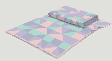 Geometric pattern throw blanket spread on floor