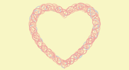 Celtic knot heart border on pastel yellow background.