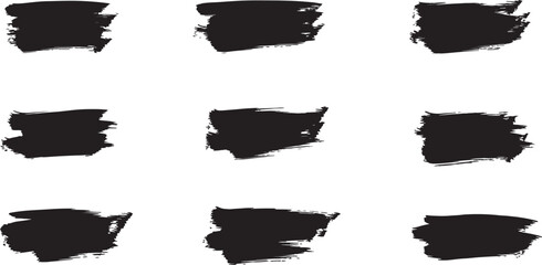 Collection of black brush stroke elements 
