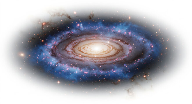 Vaste galaxie spirale �tincelante scintille avec un c�ur brillant au milieu des nuages cosmiques profonds. AI Generated