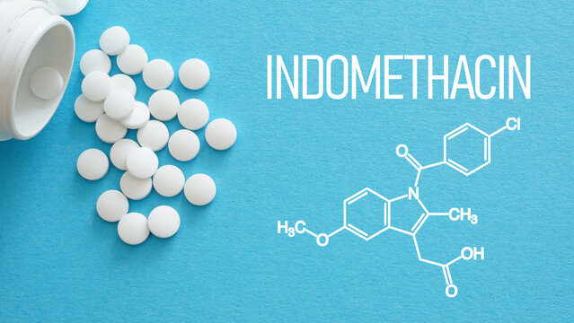 Indomethacin Anti Inflammatory Drug Concept - NSAID Medication for Pain and Inflammation Treatment, Arthritis and Acute Inflammatory Conditions