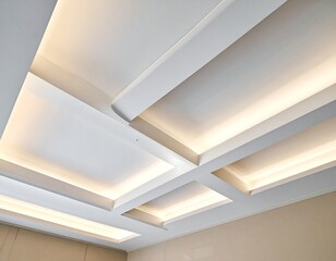 Fototapeta premium Modern architectural ceiling design with integrated warm lighting