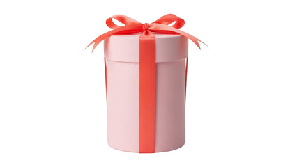 Naklejka premium Isolated gift box with a coral ribbon and bow sitting atop a pale pink gift container