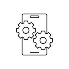 Fototapeta premium Dual gear system settings icon on mobile smartphone screen