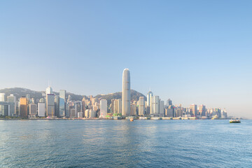 Fototapeta premium Awesome Hong Kong Island skyline in morning.