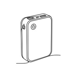 Outline of a portable power bank with charging ports and button  