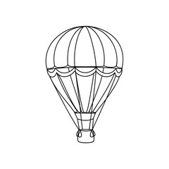 Hot air balloon illustration in outline style for travel concept  