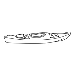Kayak illustration in simple line art style for travel concept  